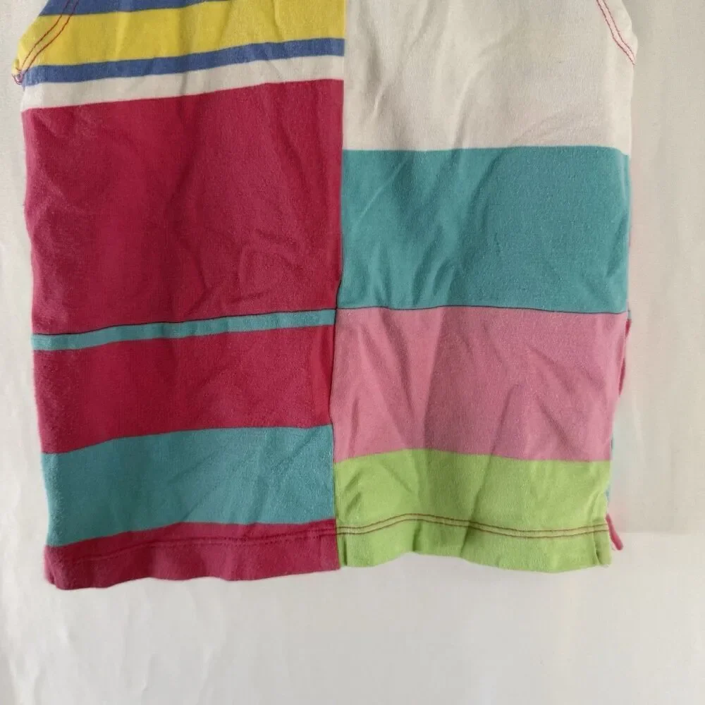 Ralph Lauren Shirt Baby Girl 5 Colorblock Pink Blue Sleeveless Collared Tank Top